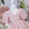 Abiti da ragazza Tutu di pizzo con paillettes Abiti da battesimo per bambini Abito per abiti da battesimo per matrimoni Abiti da festa di compleanno per bambini da 1 anno