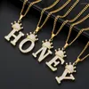 Pendant Necklaces European And American Jewelry Crown Necklace Zircon Letter Male Stainless Steel Female