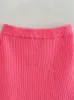 Skirts ZXQJ Women 2023 Fashion Ribbed Knit Mini Skirt Vintage High Waist With Elastic Waistband Female