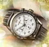 All Dials Work Popular Mens Watches Three Eyes Full Functional Clock Leather Belt Quartz Waterproof Calendar all the crime scanning tick wristwatch gifts