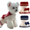 Hundebekleidung Haustier Hunde Pullover Kleid mit Schleife Karierte Kleidung für kleine warme Strickpullover Rock Dackel Chihuahua Kleider