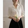 Women's Blouses Fashion Solid Color Lapel Ruffles Chiffon Blouse Women Clothing 2022 Autumn Loose Casual Pullovers All-match Commute Shirt