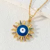 S3362 Mode sieraden Goud vergulde email Evil Eye Pendant ketting Hart Zonvlinderblauwe ogen Choker kettingen