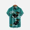 M￤ns avslappnade skjortor Mens 50 -tals stilkl￤der tryckt Hawaiian Kort ￤rmknapp ner strandskjorta f￶r man toffel strumpor djur