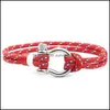 Catena a maglie Fibbie europee Bracciale di sopravvivenza Fascino a ferro di cavallo Stile marina Corda intrecciata Paracord Per uomo Donna Gioielli Regali Drop Del Otd74