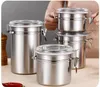 Storage Bottles Stainless Steel Airtight Sealed Canister Coffee Flour Sugar Tea Container Holder For Food Box