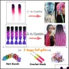 Волосы 24 -дюймовые удлинители на крючковые косы Синтетический стиль 100 г/ПК Pure Blonde Pink Green Blue Drop Produ Dhzuw