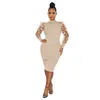 Designer Womens Dresses Slim Sexy 2023 Ny tredimensionell kronblad Gaze Sleeve Pit Strip One-Piece Collar Dress XS-XXL