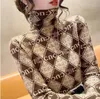 女性用セーター秋の冬の手紙スリムフィットハイカラーデザイナープルオーバーセーターニットコート