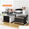 Suportes de armazenamento Racks Organizador Cozinha de cozinha Microove forine Metal MTI Fun￧￣o Stand Duas Camadas Rack de poupan￧a de prato T200413 DR DHRUW