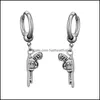 Body Arts Pistolet Dangle Earring Hoop w stylu Korea Tytanium Stalowe klipy ucha anty alergia męska punkowa biżuteria dostawa zdrowie piękno ta dhswg