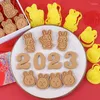 Moldes para hornear 2023 Año Molde de galletas 3D Lindo Dibujos animados Animal Galleta Fondant Sellos Sellos Fiesta de Pascua Herramientas de decoración de pasteles