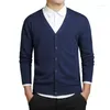 Camisolas masculinos 2022 Sweater Men Manga Longa Cardigan Mens V-Butão solto Button Solid Fit Kniting Casual Casual Roupas