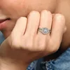 Bague double halo scintillante en argent sterling authentique avec boîte d'origine pour bijoux de mariage de mode Pandora pour femmes filles CZ diamant cadeaux de fiançailles ensemble de bagues