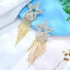 Dange oorbellen Siscathy Luxe ster Tassel Pendant Drop Women Fashion Cubic Zirconia Prom Party Arabische sieradenaccessoires