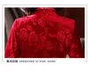 Ethnische Kleidung Herbst Blumenbeflockung Sieben Punkte Ärmel Langes Cheongsam Eleganter traditioneller chinesischer Stehkragen Qipao Übergröße 4XL