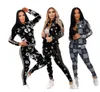 Mode Lässige Trainingsanzüge Zwei Stück Set Frauen Frühling Herbst Neue Langarm brief Gedruckt Nähte Jogging Anzüge Sweatsuit Frauen setzt S-2XL