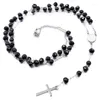 Chaînes Anniversaire Croix Jésus Colliers Bijoux Religieux Chrétiens Pour Hommes En Acier Inoxydable Chaîne Charme Collier De Perles Femmes RN109