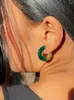 أقراط مسمار eMerald Round Ring Ring عالية الجودة الفاخرة الفاخرة فريدة من نوعها مقطع رجعية مزاجية بسيطة