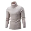 Męskie swetry męskie szczupły golar Sweetek jesienne zimowe ciepłe dzianinowe pulover długie rękaw Rolneck Knitwear Men Jumper Fit Tops A50