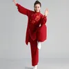 Etnische kleding Rode Tai Chi Martial Arts passen bij Chinese krijger kostuum Swordsman Outfit Wing Chun Wushu Uniform FF2231