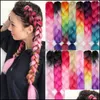 Masse di capelli 24 pollici Estensioni intrecciate Trecce all'uncinetto jumbo Stile sintetico 100G / Pc Biondo puro Rosa Verde Blu Goccia Consegna Produ Dhzuw