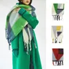 Шарфы геометрический градиент мохер женщины толстые кашемирные шарфы зимний теплый шаль, обертывание одеяло длинные килочные палочки.