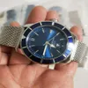 محدودة editionbreilt Auto Wrist Aeromarine Watch 46mm الأزرق الهاتفي السيراميك النطاق غير القابل للصدأ الساعات عالية الجودة