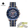 ساعات المعصم Wwoor Men Watches 2022 Chronograph Lumious Hands Male Wristwatch Stainless Steel Toman