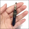 Arts And Crafts Faceted Cone Healing Stone Charms Tiger Eye Rose Quartz Amethyst Crystal Pendum Pendant Diy 12X70Mm Sports2010 Drop Dhljx