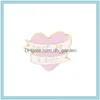 Pins Brooches Customized Alloy Cartoon Pink Heart Fashion Dress Badge Simplicity Letter Ribbon Accessories Paint Enamel Pin Dhgarden Dhx0R