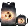 Schultaschen Cooler Fußball-Basketball-Rucksack für Jungen und Mädchen mit Lunchbox für Kinder, Reise-Schultaschen und Kühltaschen-Anzug