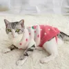 Kediler için köpek giyim kedi giysileri çilek baskı sfeater sfenks kış sıcak chrismas kostüm sweatshirt örme jumper