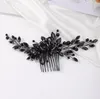 Headpieces Bride Wedding Handmade Gothic Black Full Rhinestones Side Hair Comb Prom Party Punk Women Accessories For