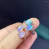 Cluster Rings Natural Opal Ladies Ring 925 Серебряное серебряное александритное свадебное обручание Высокие украшения 5 7 мм инкрустаны две части