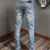 Detalles de parches de jeans para hombres Biker Fit Men Slim Motorcycle para hombres Vintage Jeans de mezclilla desgastados Pantsm955js1fcams4sq5nfbf