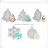 Kerstdecoraties 3D Mooie Sile Mold Diy Hangleutel Key Chain Making Mod Xmas Tree Snowflake Candles Gift Supplies PAA10244 Drop D OTPKO
