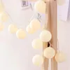 Strängar 6m 40 LED Cotton Garland Balls Lights String Christmas Easter Outdoor Hanging Party Baby Kids Room Bed Fairy Decorations