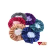 Beanie/Skull Caps Dubbelskikt Satin Solid Color Night Hat Women Beanie Slee Bonnet H￥rv￥rd Fashion Accessories Headwear Drop Deli DHB6L