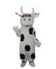 Sprzedaż fabryki Big Black Dot Cow Mascot Costume Fancy Party Sukienka z kreskówek strój postaci garnitur dla dorosłych rozmiar karnawału wielkanocna motyw reklamowy odzież