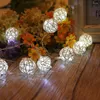 Cordes 2.2m 20 ampoules boules de rotin LED guirlandes lumineuses lampe romantique guirlande de mariage fête de noël décoration éclairage