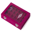 Sacchetti per gioielli 24 griglie Black Rose Red Velvet Box Anelli Orecchini Collane Porta trucchi Organizer Custodia per gioielli da donna
