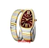 Wristwatches Fashion bracelet style wrist watch with a circular chain and a snake head design dial diamond inlaid by the ladies