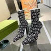 Talon 2023 Bottes Botte Élastique Femmes Chaussures Talons Hauts Automne Hiver STAR TRAIL Chaussettes Sexy Tricoté Designer Lettre Alphabétique Dame Pompe Bottines en tissu tricoté