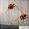 Party Decoration Metal Wedding Arch Stand Geometric Gold Flower Frame Floral Background Balloon Kit Diamond Backdrop Drop Delivery H Dhts8