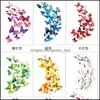 Wall Stickers 3D Simation Butterfly Fridge Magnets Home Animal Pvc Kids Rooms Wedding Brooch Hair Accessories Ornament 1 6Dj M2 Drop Otqg0