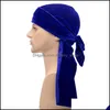 Beanie/Skull Caps Men Women Autumn Winter Veet Bandana Turban Long Hat Hip Hop Headband Headwear Hair Accessories Drop Delivery Fash Dhnys