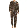 M￤ns Sleepwear Steampunk Super Pyjamas Winter Colorful Rusty Gears Night Nightwear Tv￥del anpassade l￥ng￤rmad trendig ￶verdimensionerad pyjama