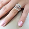 Обручальные кольца 2022 Серебряное цветовое крыло форма полная мощная кубическая циркон Прекрасный большой для женщин невесты для вечеринки