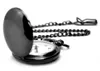 Relógios de bolso clássico preto liso steampunk moda quartzo assistir homens com fob nacklace mass feminino cadeia de presentes